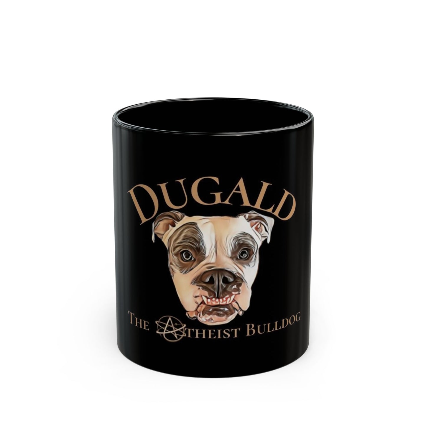 Dugald The Atheist Bulldog Black Mug (11oz, 15oz)